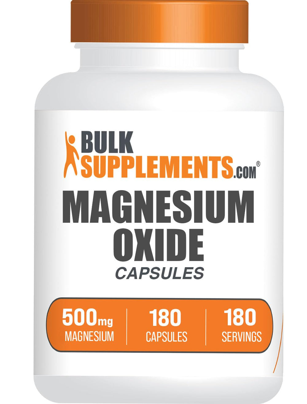 BulkSupplements Magnesium Oxide capsules in a bottle for convenient daily support