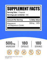 BulkSupplements Magnesium Oxide packaging showcasing gluten-free capsules