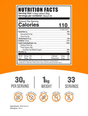 Scooping Maltodextrin powder measures 30g servings for athletes.