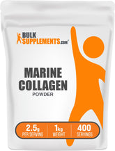 BulkSupplements Marine Collagen Powder jar front supports daily beauty routine with easy serving.