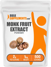 BulkSupplements Monk Fruit powder bottle close-up for natural sweetness without sugar
