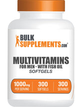 BulkSupplements Multivitamin for Men softgel bottle supports daily energy and overall wellness.
