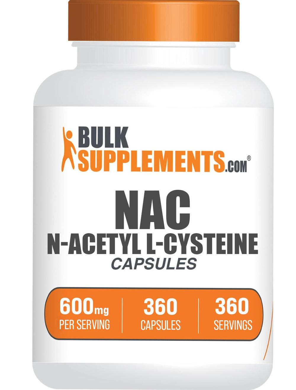 BulkSupplements NAC 600mg capsules in a bottle for daily wellness.
