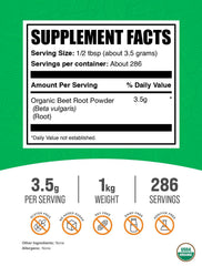 BulkSupplements Organic Beet Root Powder jar emphasizes quality and clean ingredients