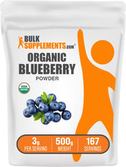 BulkSupplements Organic Blueberry Powder bottle ready for daily use in smoothies or bowls