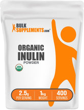 BulkSupplements Organic Inulin Powder bottle shows convenient packaging for daily fiber support
