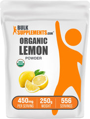 BulkSupplements Organic Lemon Powder bottle showcases convenient vitamin C source for daily routines.