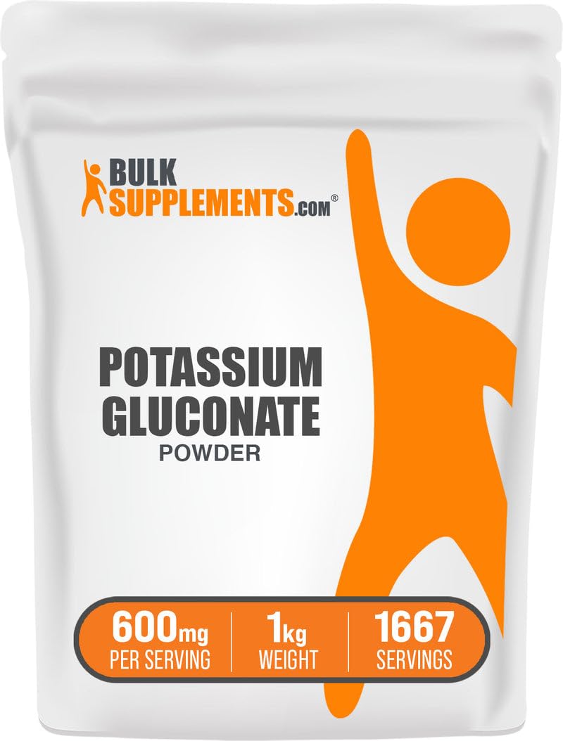 BulkSupplements Potassium Gluconate powder bottle close-up for hydration support