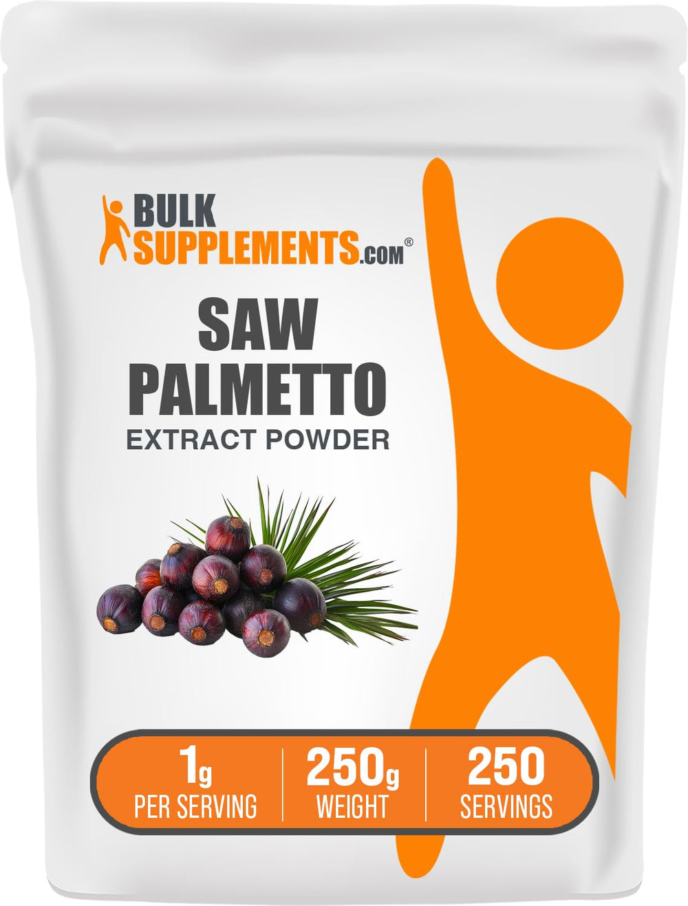 BulkSupplements Saw Palmetto Extract Powder bottle for easy daily use.