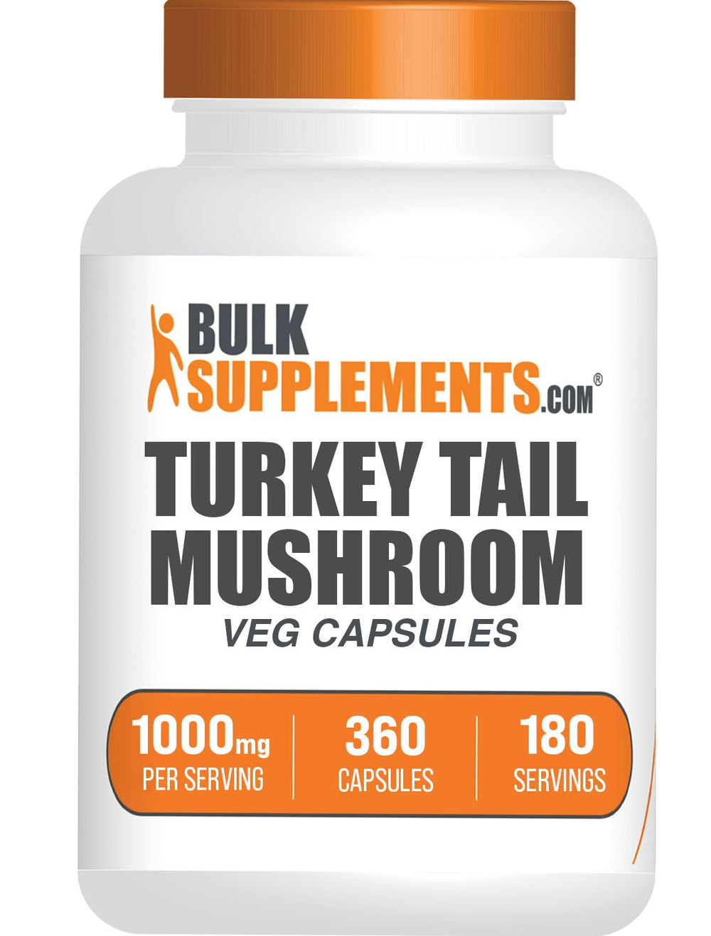 BulkSupplements Turkey Tail capsules front view for easy daily wellness support