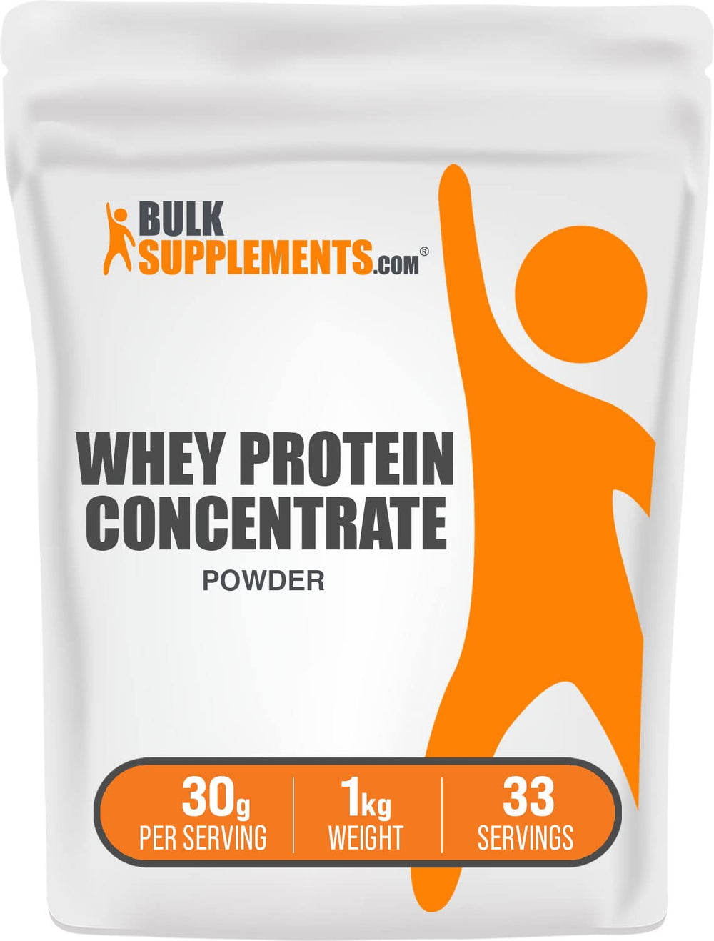 BulkSupplements Whey Protein Concentrate front packaging ideal for post-workout protein boost.