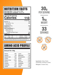 BulkSupplements Whey Protein Concentrate scoop with powder suggests easy mixing.