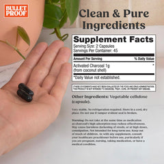 Activated charcoal from coconut shells used in Bulletproof formula.