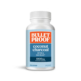 Bulletproof Coconut Charcoal detox bottle highlighting toxin support and gas relief.