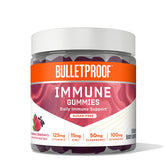 Bulletproof Sugar-Free Raspberry Elderberry Immune Gummies jar with a glossy label for daily immunity support.