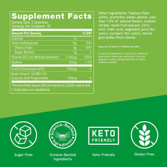 Bulletproof Sugar-Free Tropical Energy Gummies label highlights CoQ10 and B12 benefits