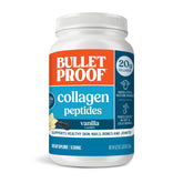 Bulletproof vanilla collagen powder jar highlighting skin-supporting collagen peptides.