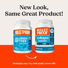 Bulletproof collagen powder bottle emphasizes MCT oil and joint support.