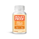 Bulletproof Zinc with Copper capsules in bottle for daily immune and mood support.