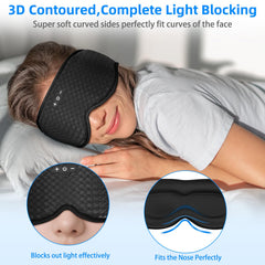 BULYPAZY sleeping eye mask headphones side-wear demonstrates contoured fit for side sleepers
