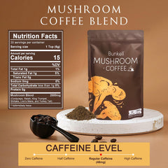 Bunkell Mushroom Coffee is poured into a steaming mug for daytime focus.
