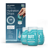 Buoy Electrolyte Drops bottle front highlighting sugar-free hydration.