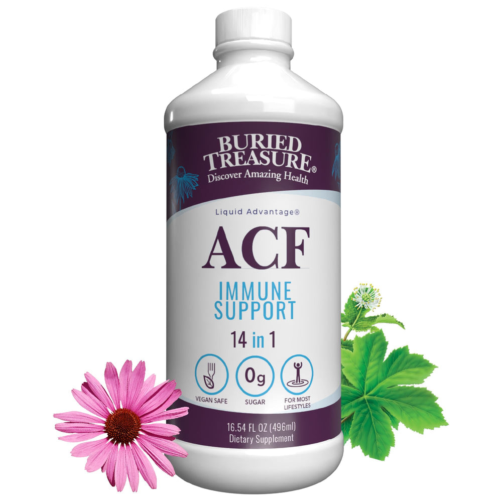 Buried Treasure ACF Immune liquid bottle pour for easy daily use