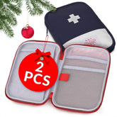 BURIUS travel first aid bag blue with organized compartments for outdoor trips.