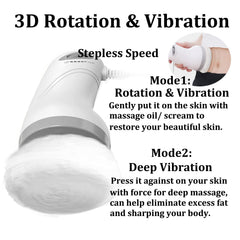 Rotation vibration technology close-up showcases deep massage and targeted body relief