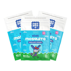 BUZZPATCH NATPAT Kids Pack front view shows colorful patches for outdoor protection.