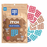 BuzzPatch NATPAT Magic Patch on skin showing quick, drug-free itch relief