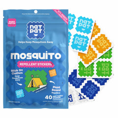 BUZZPATCH NATPAT packaging close-up showing plant-based, non-toxic patches for safe outdoor use