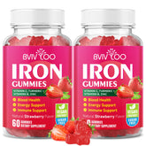 BVIVLOO iron gummies bottle with 2-pack for daily energy support.