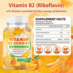 BVIVLOO Riboflavin orange gummies close-up showcasing vibrant flavor.