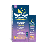 Bye-Bye Weekend PM dissolving packet shown for overnight digestion support