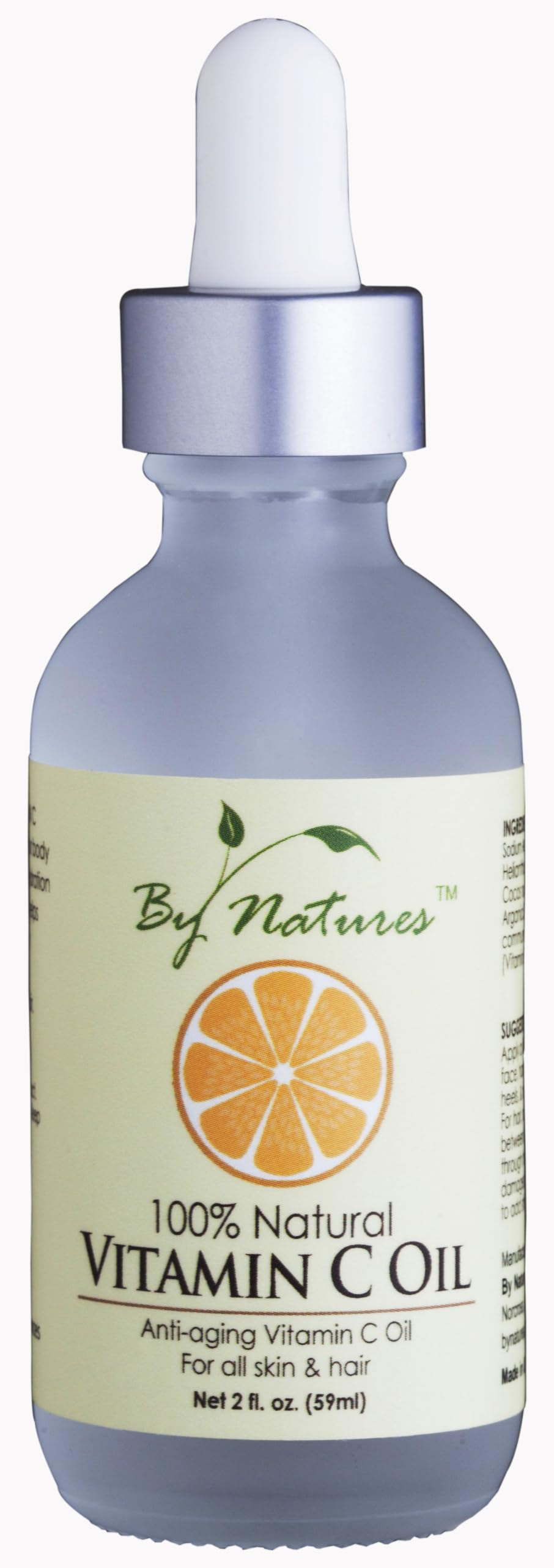 By Natures Vitamin C Oil bottle for brightening hydration of skin and hair