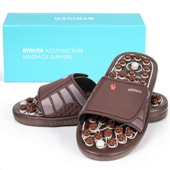 BYRIVER acupressure slippers with adjustable strap for comfortable all-day wear.