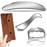 BYYDDIY 3in1 stainless steel muscle scraper set held in hand showing ergonomic grip