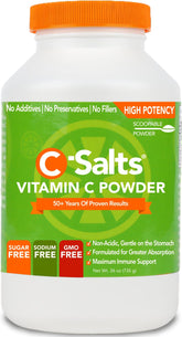C-Salts Vitamin C Powder bottle front showing a gentle immune support product