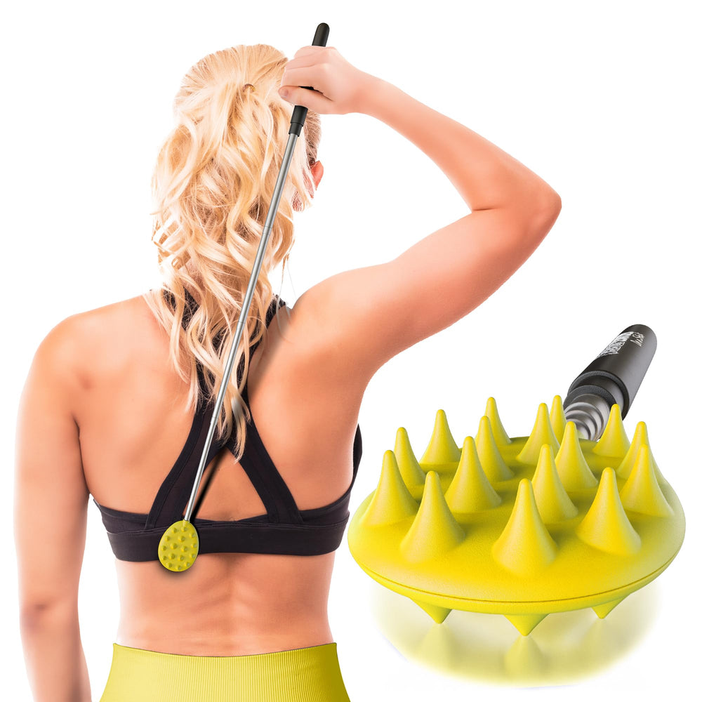 Cactus Scratcher extendable back scratcher fully extended for hard-to-reach spots.
