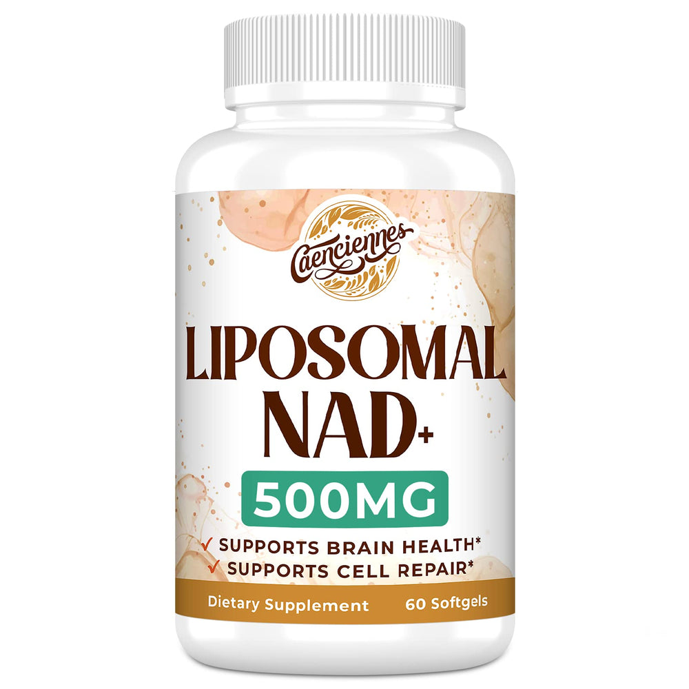 Caenciennes Liposomal NAD+ 500mg bottle highlighting high absorption for daily energy support