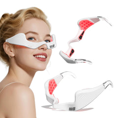 CAIREG under-eye red light glasses front view for soothing eye care at home.
