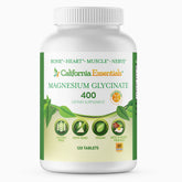 California Essentials Magnesium Glycinate 400 bottle showing high absorption daily supplement
