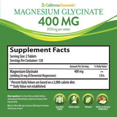 Vegan, non-GMO California Essentials magnesium glycinate in eco-friendly packaging