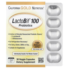 California Gold Nutrition LactoBif Probiotics bottle for daily digestive balance.