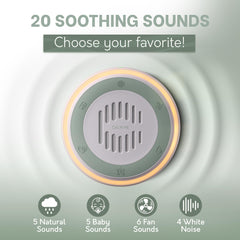 Calm Me white noise device with night light on in dark room