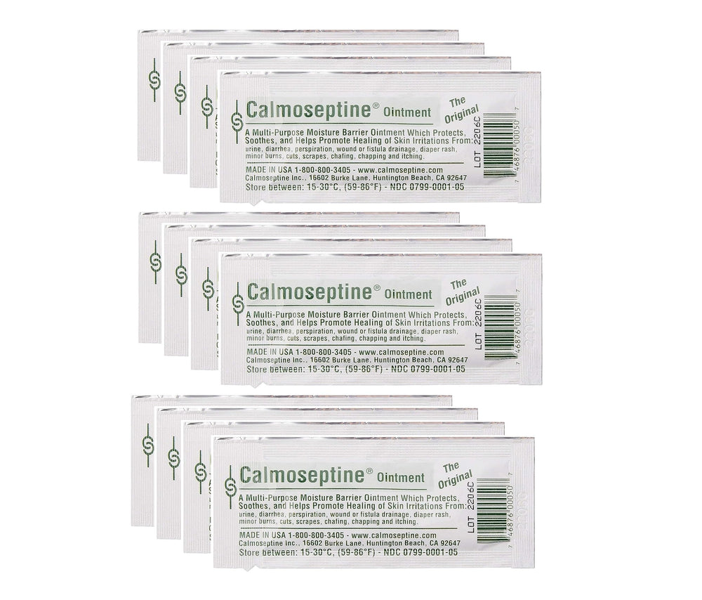 Calmoseptine foil packets offer portable moisture barrier for on-the-go skin care.