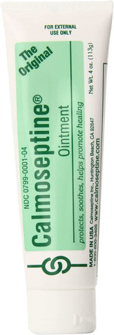 Calmoseptine ointment tube front view highlighting portable moisture barrier for on-the-go care.