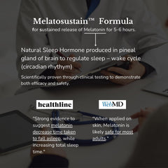 Calmveda melatosustain sleep spray bottle showing gradual-release feature.