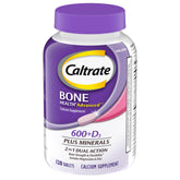 Caltrate 600 Plus D3 minerals bottle showing bone health support with calcium and vitamin D3